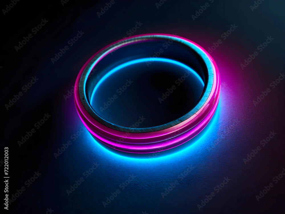 neon circles light design background generative AI