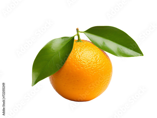 an orange with a leaf on it
