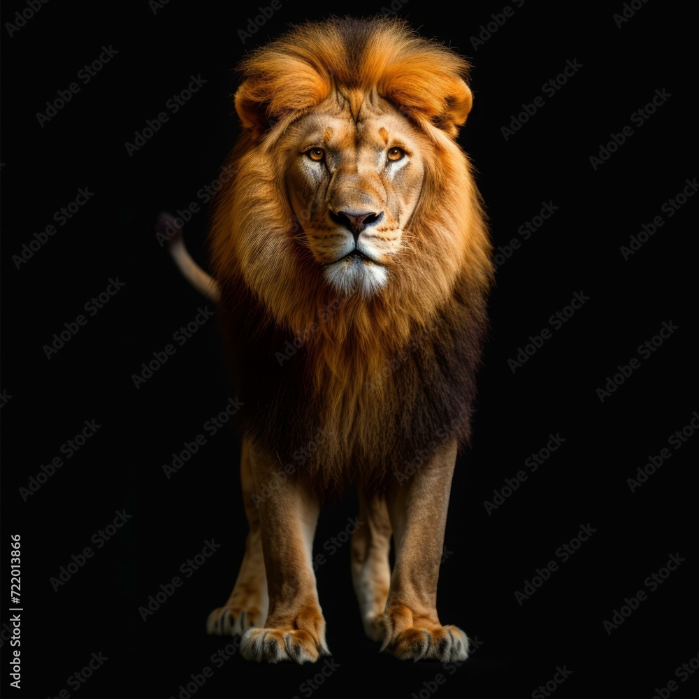 A majestic lion with a dark background