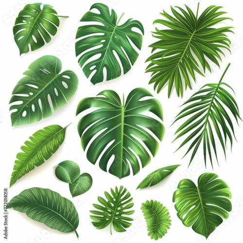 Various species of tropical leaves