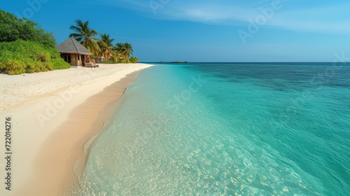 Beach with palm trees and crystal clear water