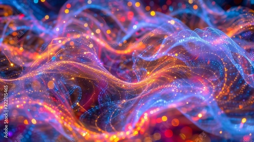 Colorful glowing futuristic wave of light