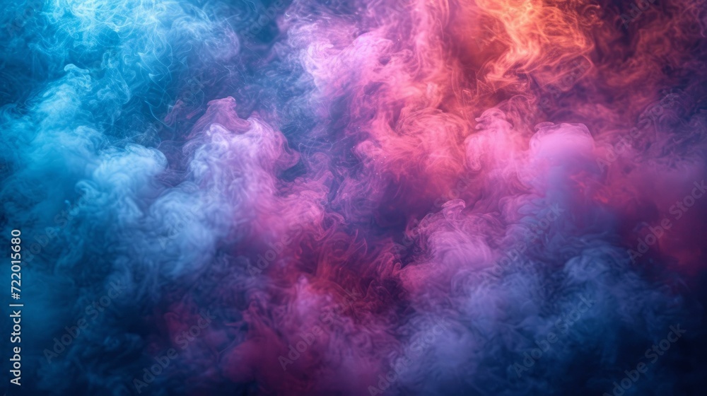 Colorful smoke background with vibrant blue, pink and orange smoke