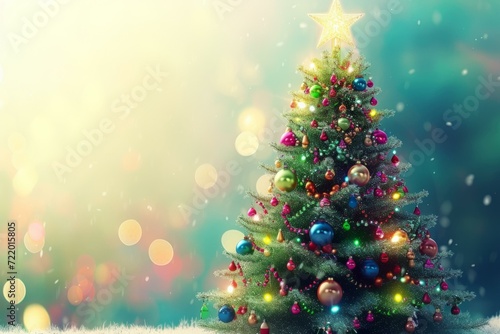 Beautifully Decorated Christmas Tree with Ornaments and Lights