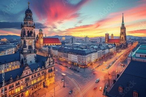 Night view of Munich, Germany photo