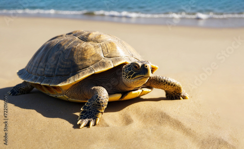  Beautiful turtle on the seashore