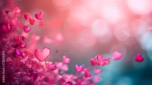 pink heart shaped flowers background, with copyspace, saint valentine and love background concept, blank space
