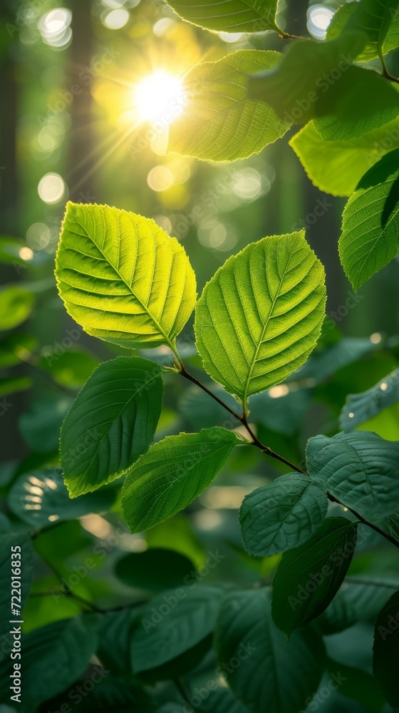 Fototapeta premium Green leaves in the sunlight
