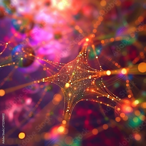 Artistic illustration of a neural network with glowing nodes and synapses