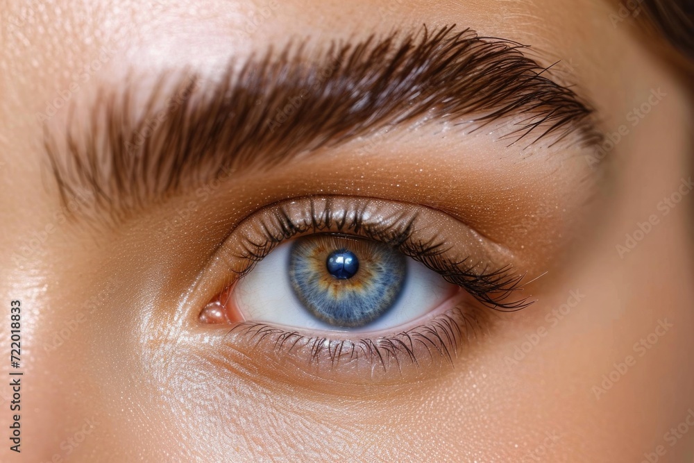 Fototapeta premium Close-up view of a well-groomed eyebrow with a natural arch