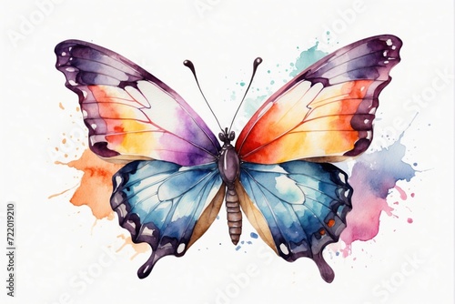 Watercolor colorful butterfly illustration. AI generated © Mystery