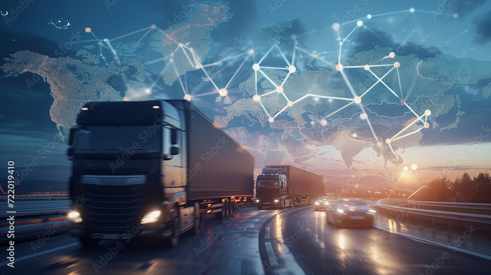 Obraz na płótnie Revolutionizing the Trucking industry- Embracing digitalization and data-driven strategies for success w salonie