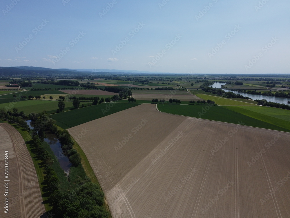 Danube river with dried up fields 