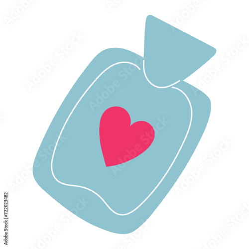 Simple heating pad, hot water bag for pain relief. Hand drawn vector illustration in flat design, isolated on white background