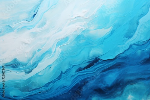 abstract background, liquid paints in white and blue shades
