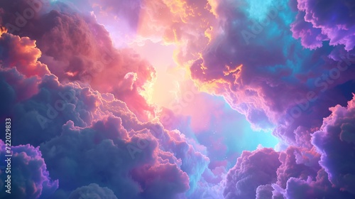 Fantasy cloudscape. Colorful dramatic sky. 3D illustration