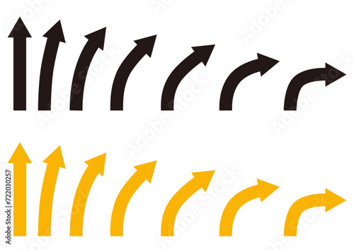 Set of black and yellow arrows at various angles