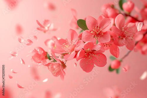 Fresh quince blossom beautiful pink flowers falling  © Anna