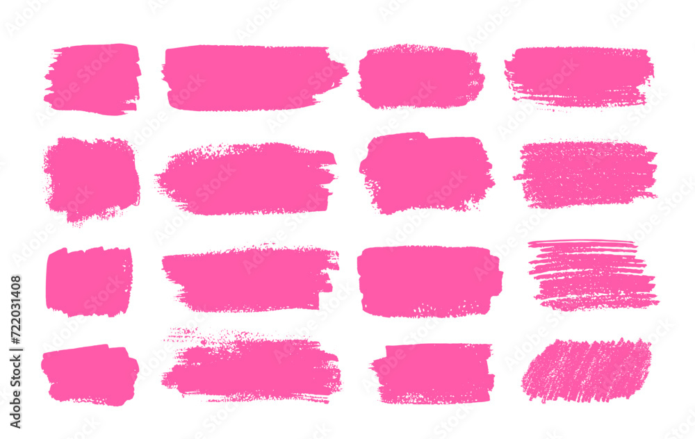 Vector collection of pink paint brush hand drawn grunge banners backgrounds