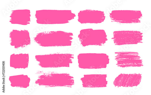 Vector collection of pink paint brush hand drawn grunge banners backgrounds