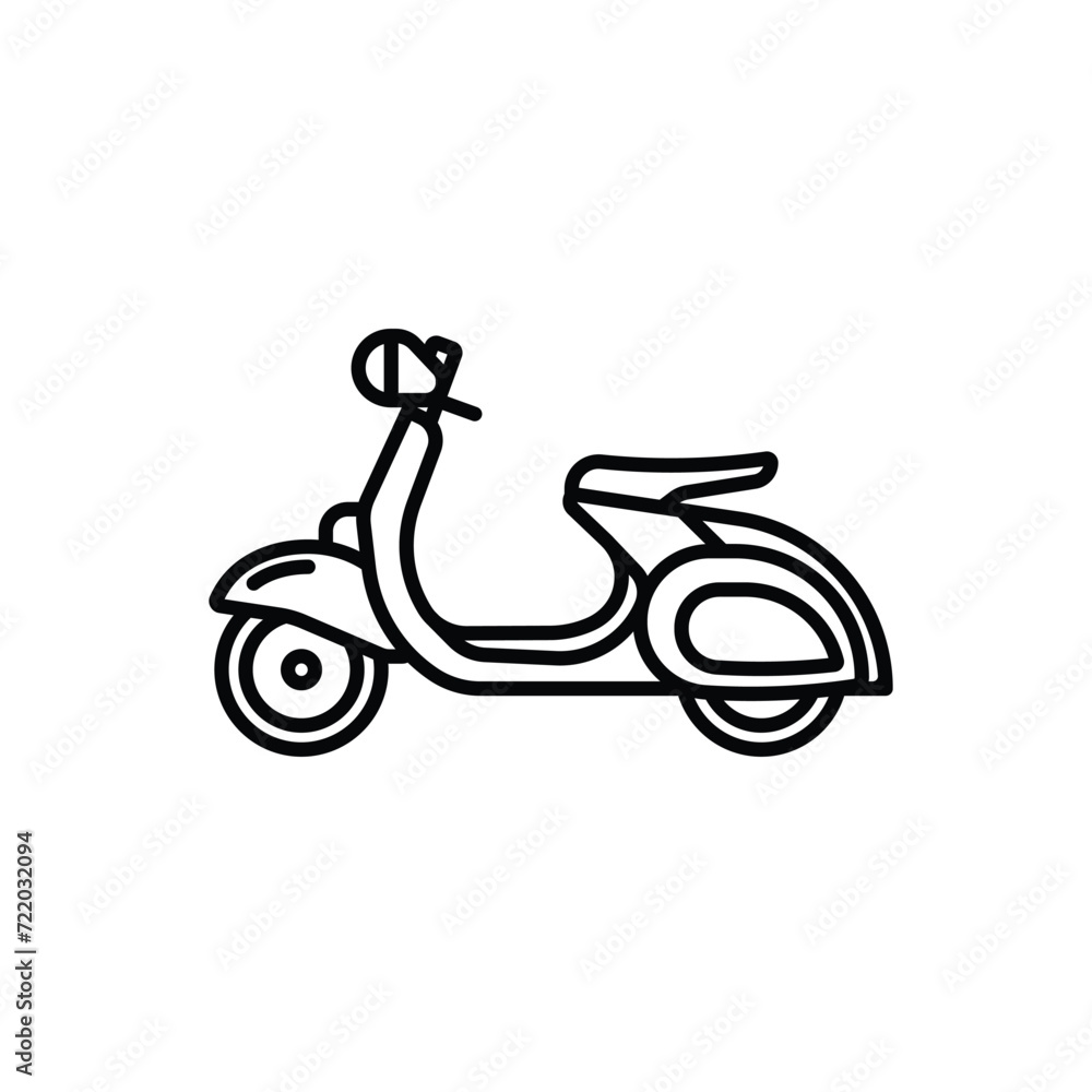 Original vector illustration. Retro scooter. A contour icon. Original vector illustration. Retro scooter. A contour icon.