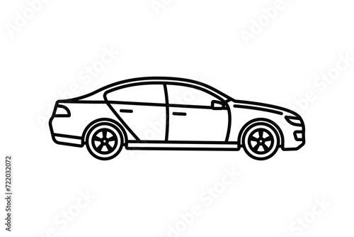 Original vector illustration. A passenger car. A contour icon. © artmarsa