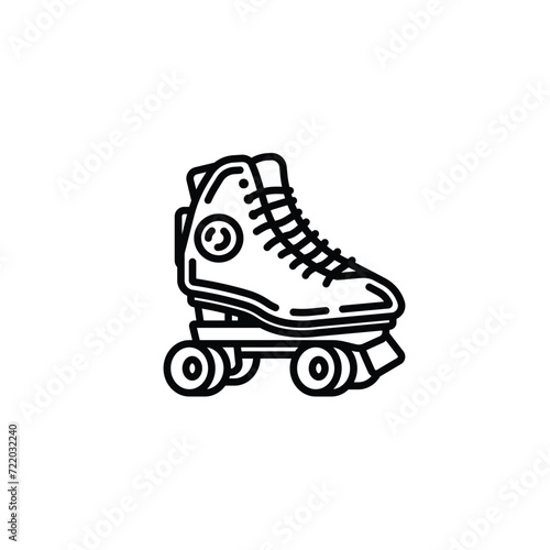 Original vector illustration. A contour icon. Vintage roller skates.