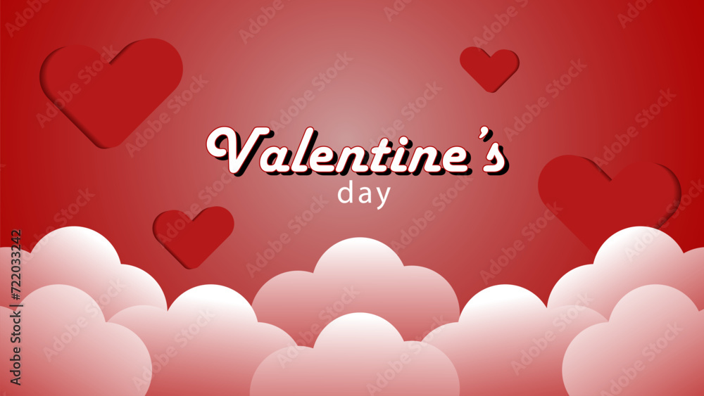 Happy valentine's background with love elements and cloud