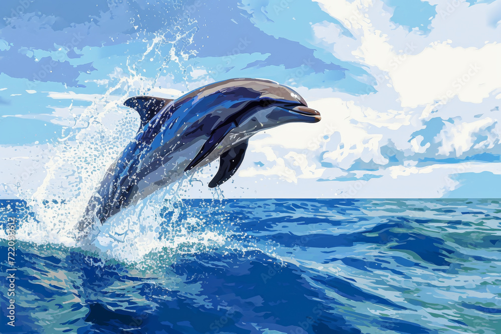 Fototapeta premium Dolphins leap out of the sea.