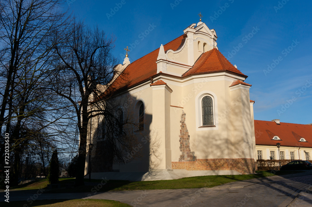 Saint George church (kosciol sw. Jerzego) on Lech Hill, rear view of the temple from Kolegiaty Street. Gniezno, Poland.