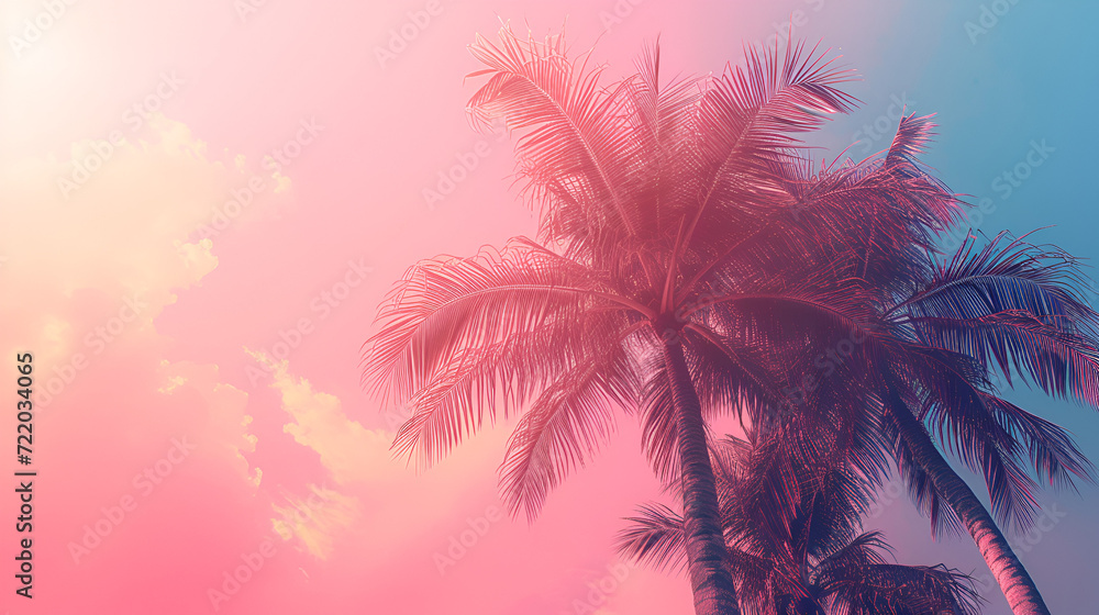 Palm leaves on isolated background, copy space, generative ai