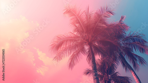 Palm leaves on isolated background, copy space, generative ai © Saleem