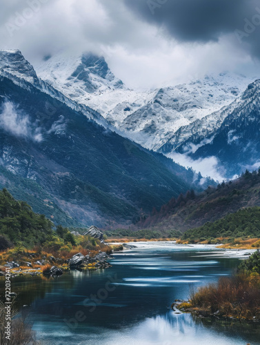 Snowy mountains of kube in china's yunnan province.