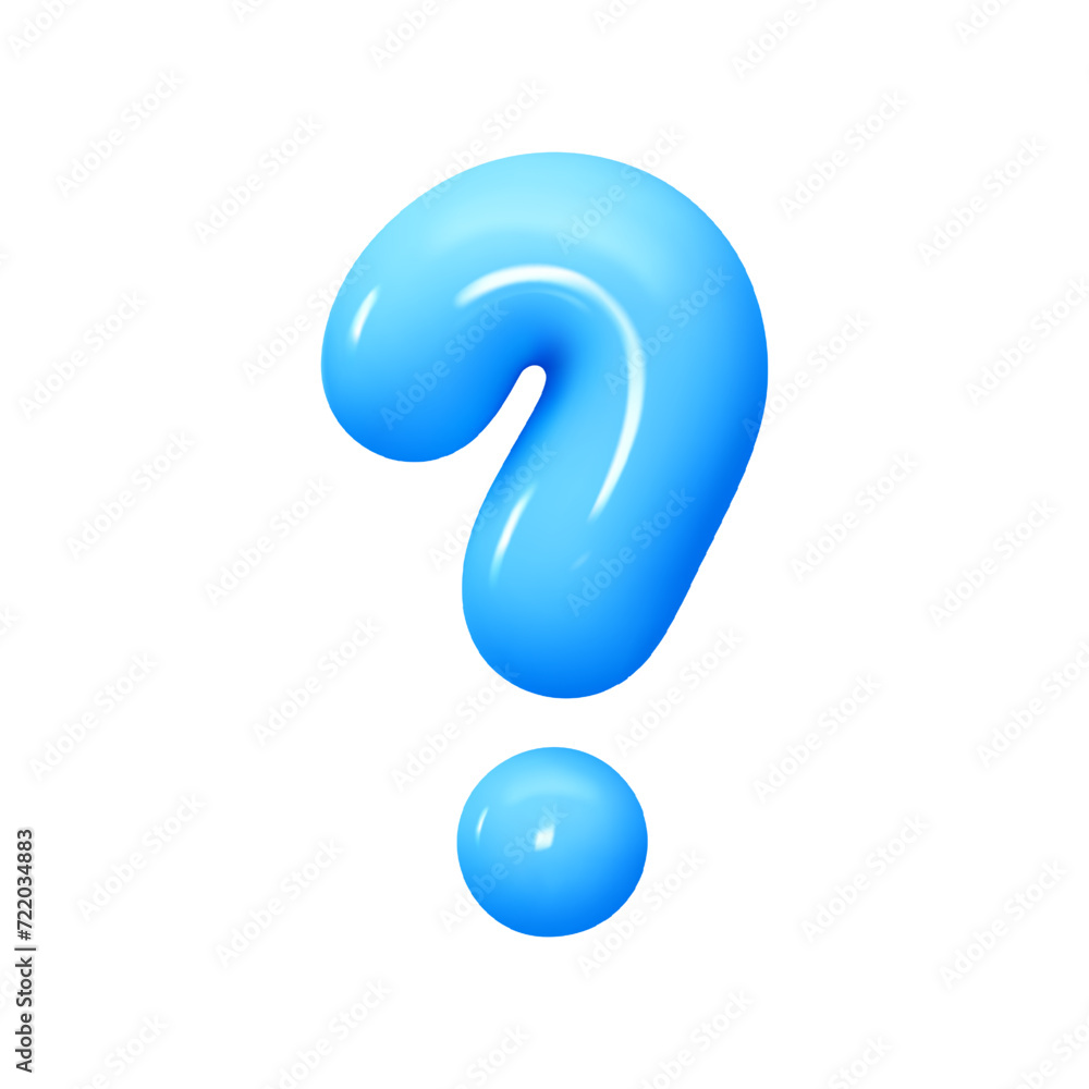 Symbols Question mark. Sign blue color. Realistic 3d design in cartoon balloon style. Isolated on white background. vector illustration