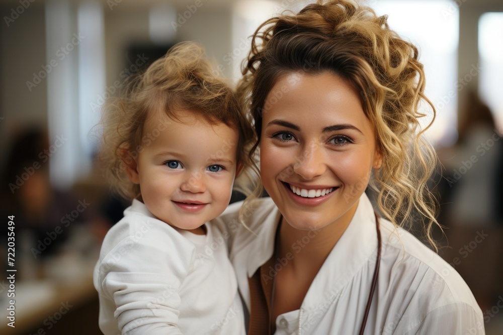 A happy mother and daughter share joyful moments, radiating love and happiness