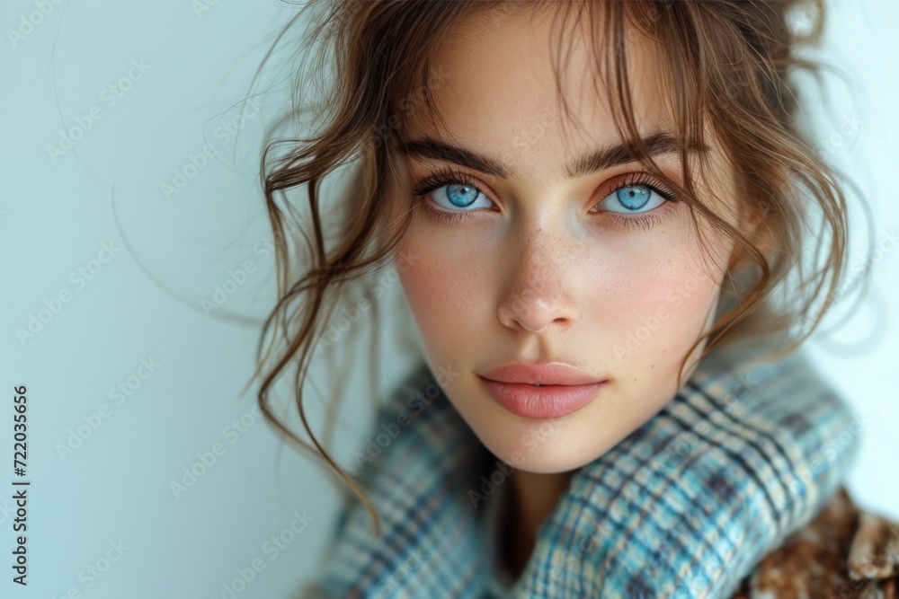 Portrait of a young, attractive woman with natural beauty, flawless skin, and stylish makeup. Portrait of a young, attractive woman with natural beauty, flawless skin, and stylish makeup.