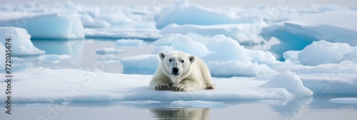 polar bear alon on arctic ice floe photo