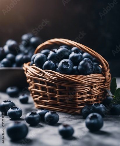 Wallpaper Mural fresh organic blueberry in a small basket 
 Torontodigital.ca