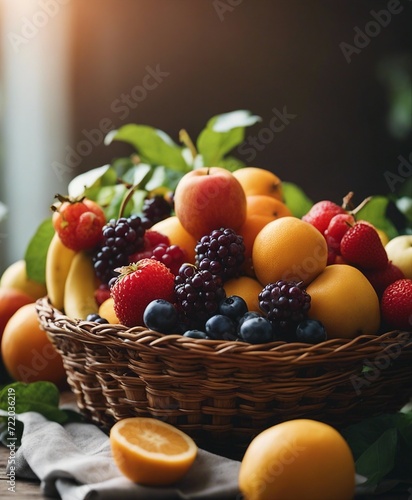 fresh organic fruit in a small basket  © abu