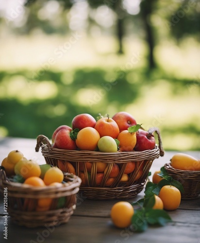 fresh organic fruit in a small basket 