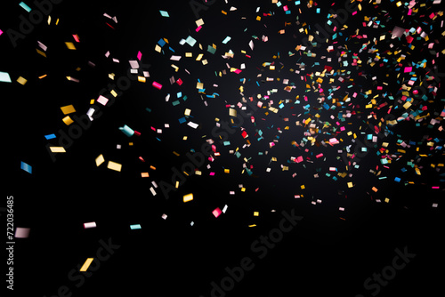 Background with colorful motion glittering confetti.