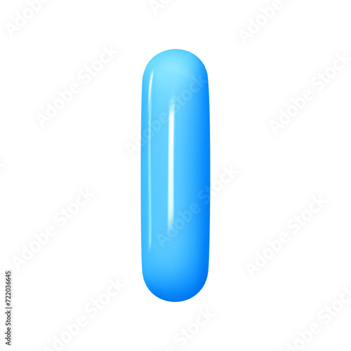 letter I. letter sign blue color. Realistic 3d design in cartoon balloon style. Isolated on white background. vector illustration