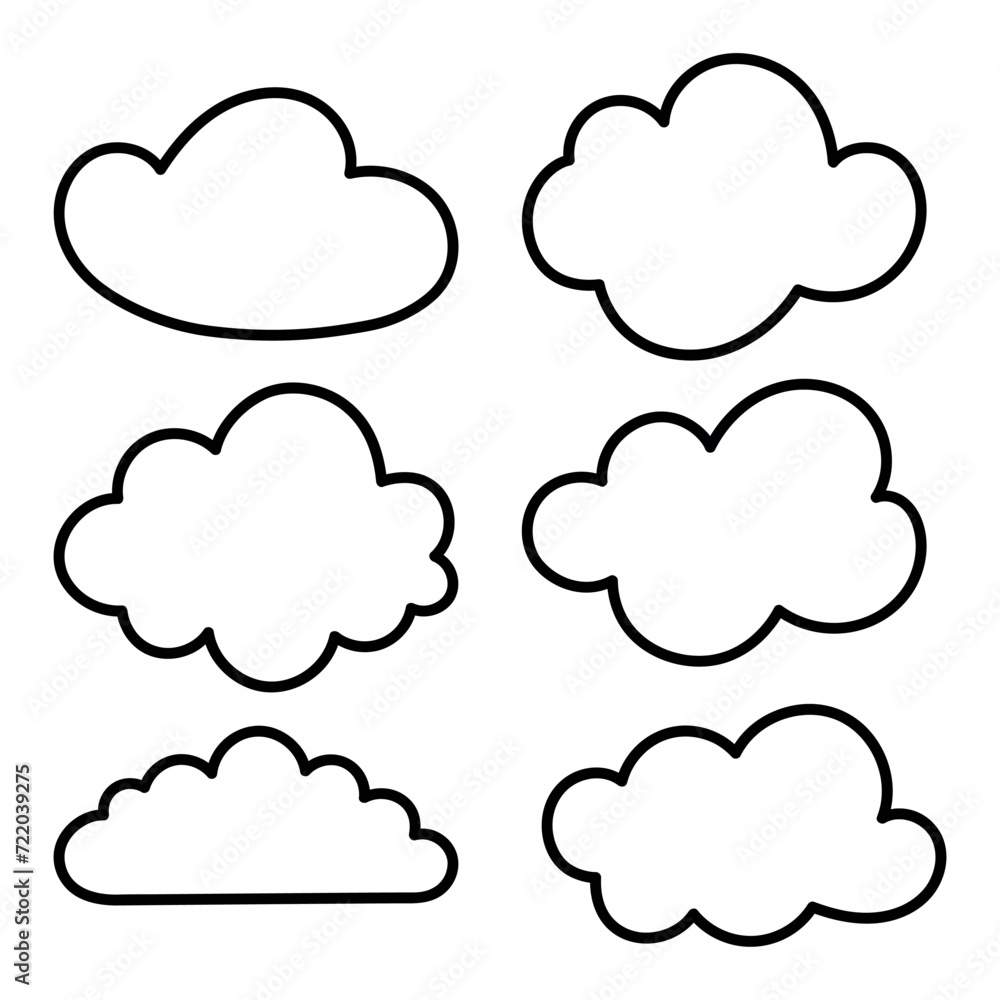 Hand drawn doodle clouds set
