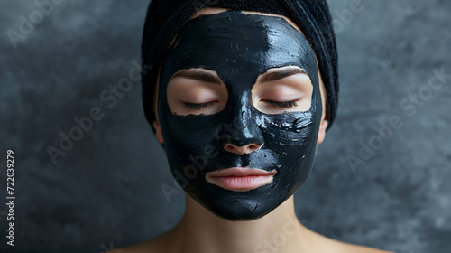 women with black cosmatic mask. generative ai  photo