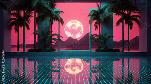 sunset in the pool