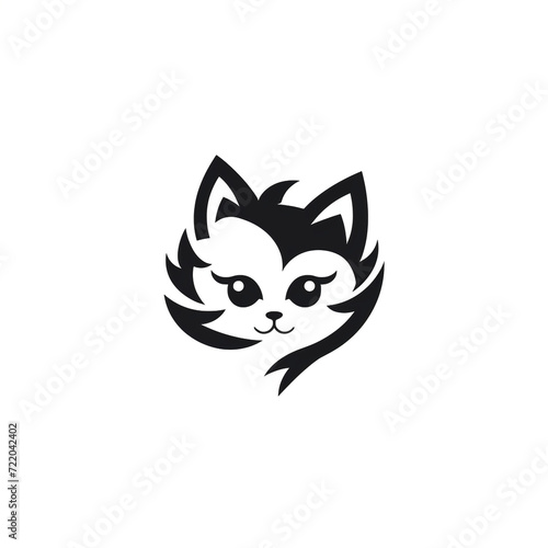 cute cat logo very simple design сreated with Generative Ai © Andrii Yablonskyi