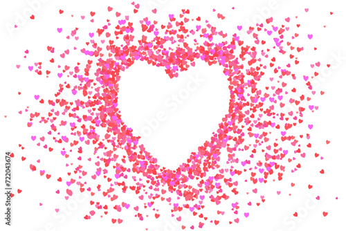 The pink hearts scattered around the empty area were a white heart in the middle. Designed for Valentine's Day. A heart that expresses love. Space for entering text. Vector illustration