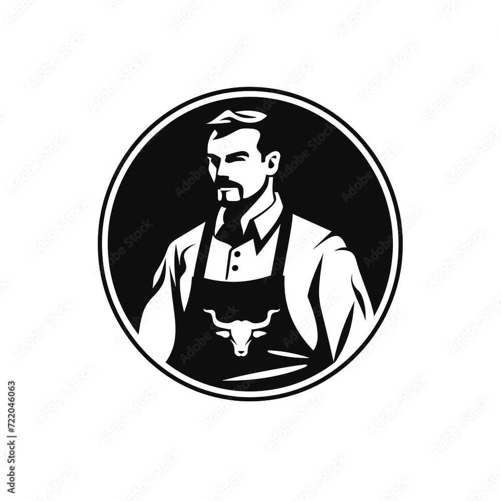logo of flat butcher, minimalistic, black and white сreated with Generative Ai logo of flat butcher, minimalistic, black and white сreated with Generative Ai