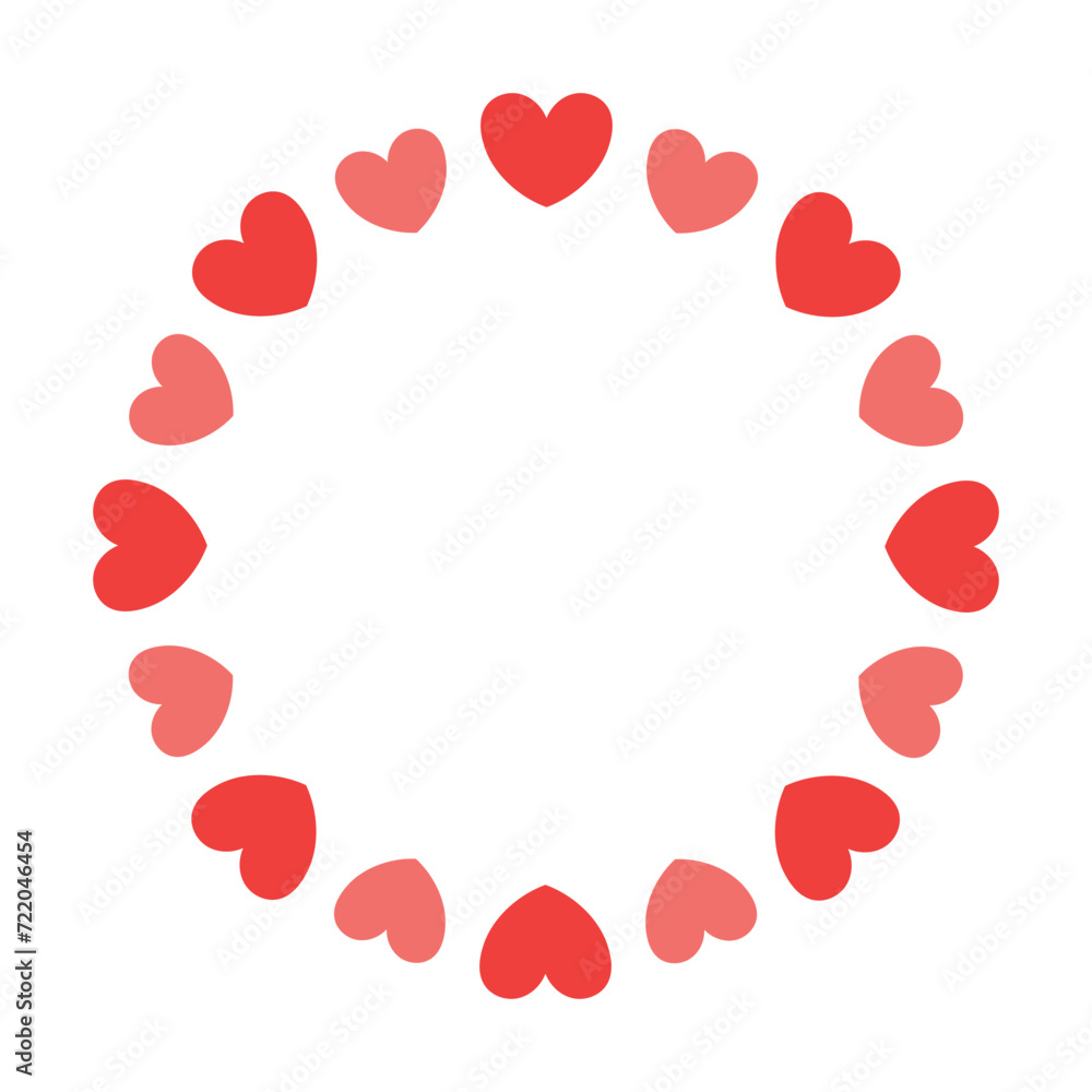 Hearts circle frame flat style