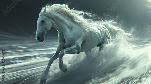 white horse running. generative ai 